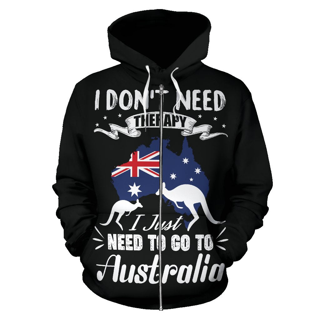 Zip Hoodie - Aus Flag Kangaroo I Dont Need Therapy - All Over Print Unisex