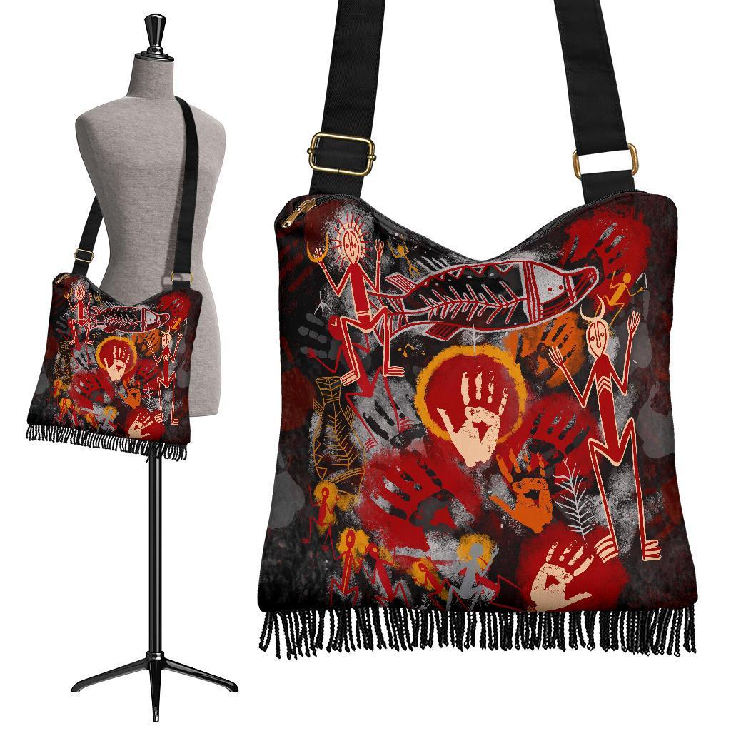 Aboriginal Boho Handbag - Indigenous Fish Hand Art