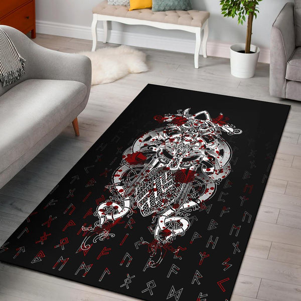 Viking Area Rug Tyr Tattoo Blood