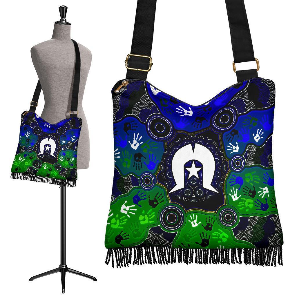 Aboriginal Boho Handbag - Torres Strait Symbol With Indigenous Patterns