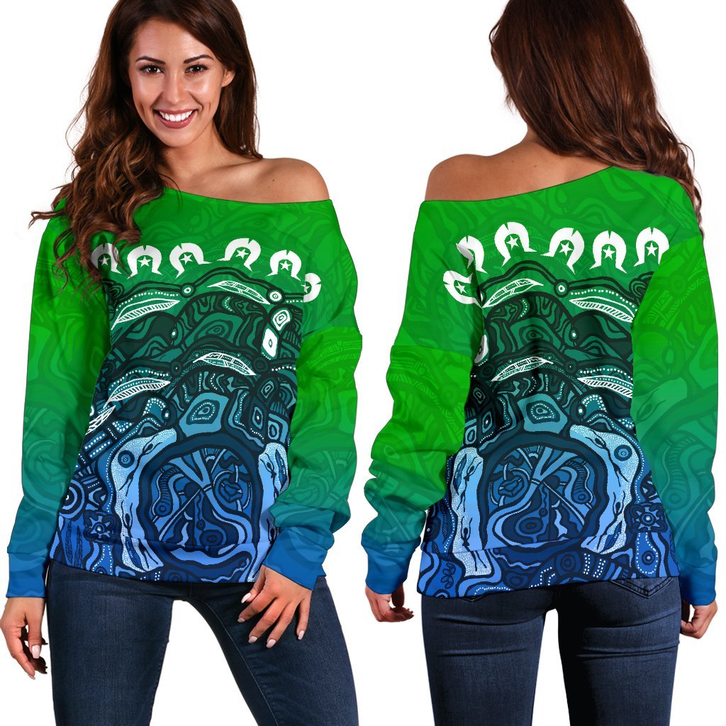 Torres Strait Islands Off Shoulder Sweater - Blue