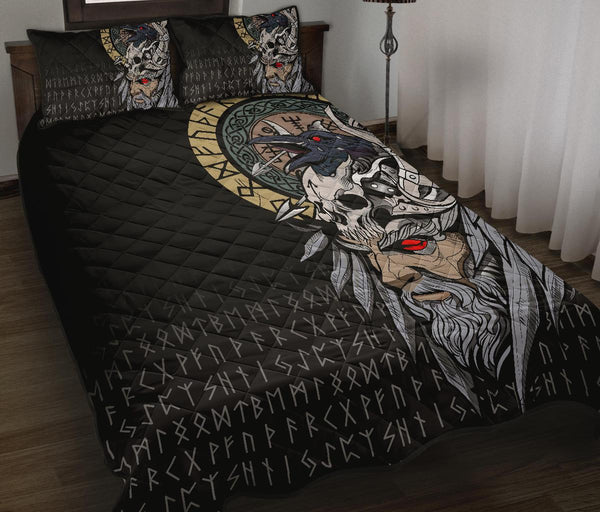 Viking Quilt Bedding Set Odin Raven