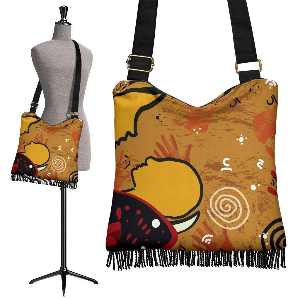 Aboriginal Boho Handbag - Mother and Son Hand Art