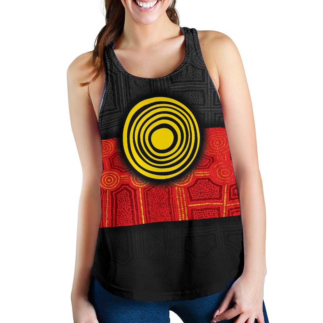 Aboriginal Women's Racerback Tank - Aussie Indigenous Flag