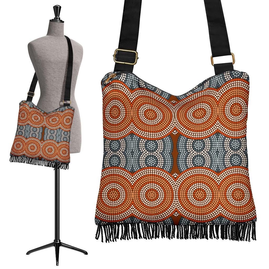 Crossbody Boho Handbags - Aboriginal Dot Painting Bag Ver07