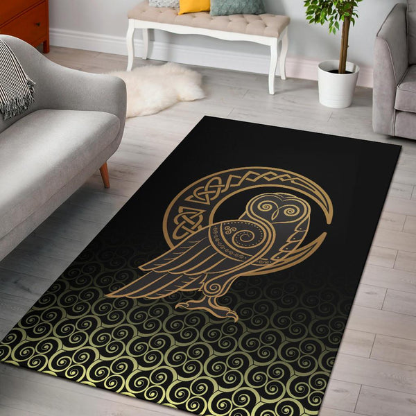 Viking Area Rug Owl Celtic On Triskels Background