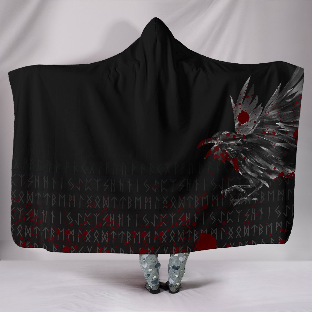 Viking Hooded Blanket The Raven Of Odin Rune Blood