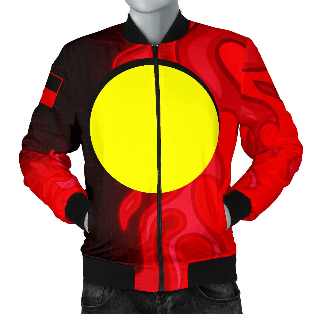 Bomber Jacket - Aboriginal Patterns Jacket Sun Australia Flame