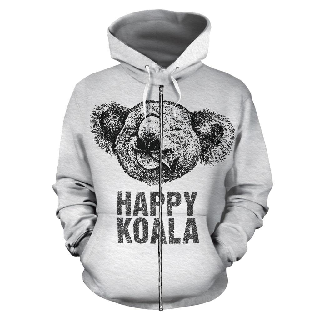 Zip Hoodie - Koala Hoodie Happy Drawing Style All Over Print