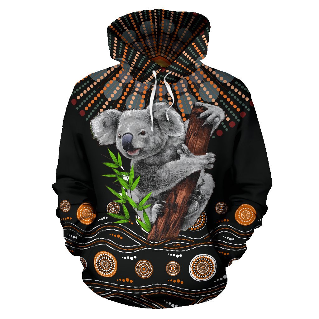 Aboriginal Hoodie - Koala Sun Circle Dot Painting All Over Print