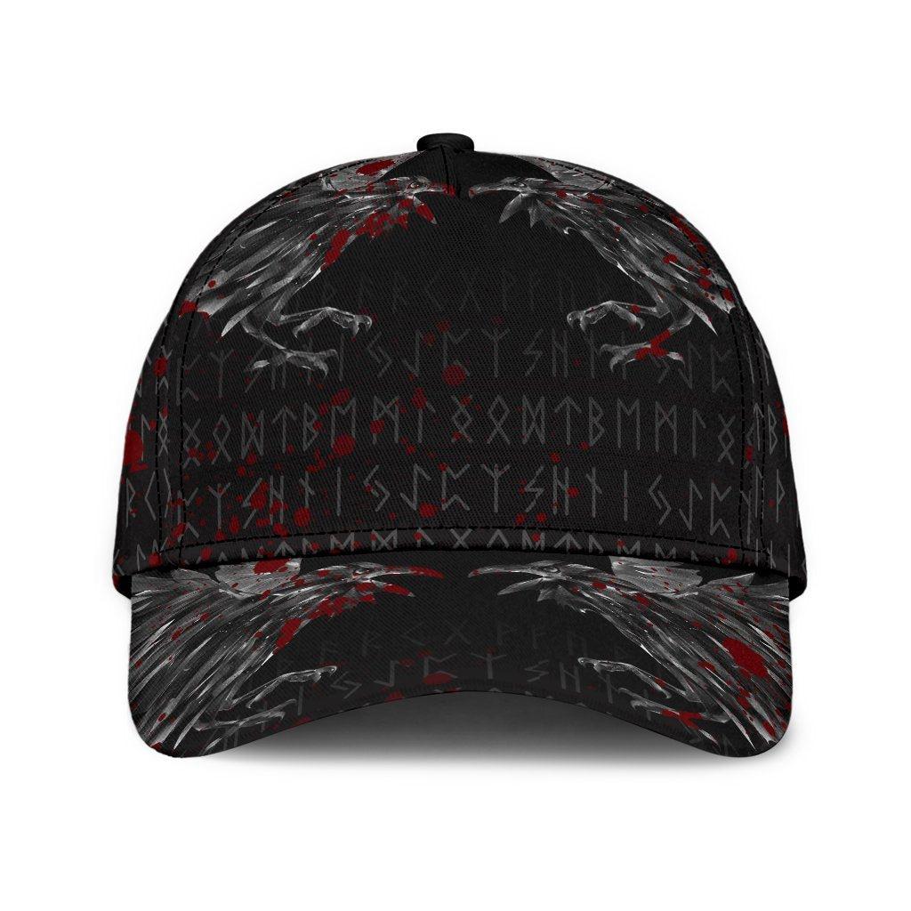 Viking Classic Cap Odin Huginn and Muninn Rune Blood