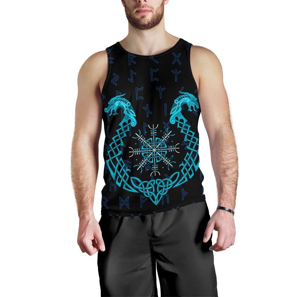 Viking Men's Tank Top Aegishjalmur Helm Of Awe Blue Edition