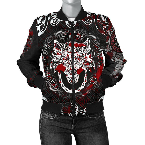 Viking Bomber Jacket Fenrir Viking Blood 3D Style Ver01