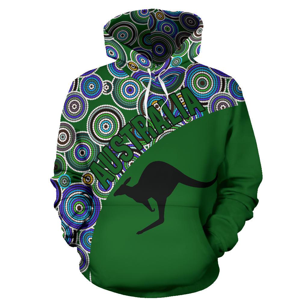 Aboriginal Hoodie - Kangaroo Patterns Circle Dot Painting 03