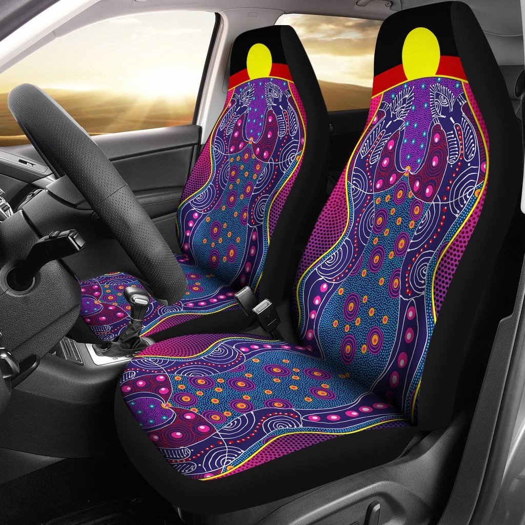 Car Seat Cover - Aboriginal Sublimation Dot Pattern Style (Violet) 