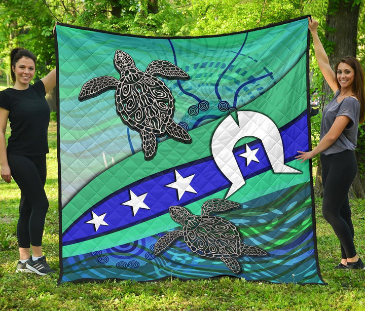 Premium Quilt - Torres Strait Flag And Turtle – To The Closet