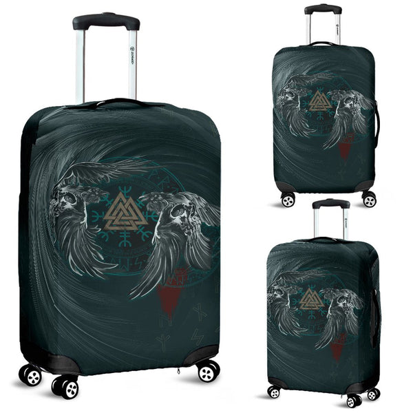 Viking Luggage Cover Ravens Skull Tattoo