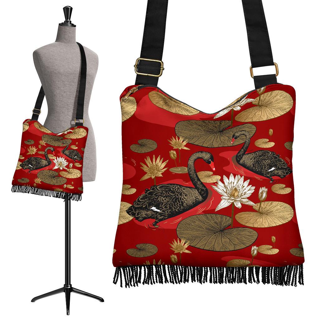 Australia Crossbody Boho Handbag - Black Swans Bags Landscape Art