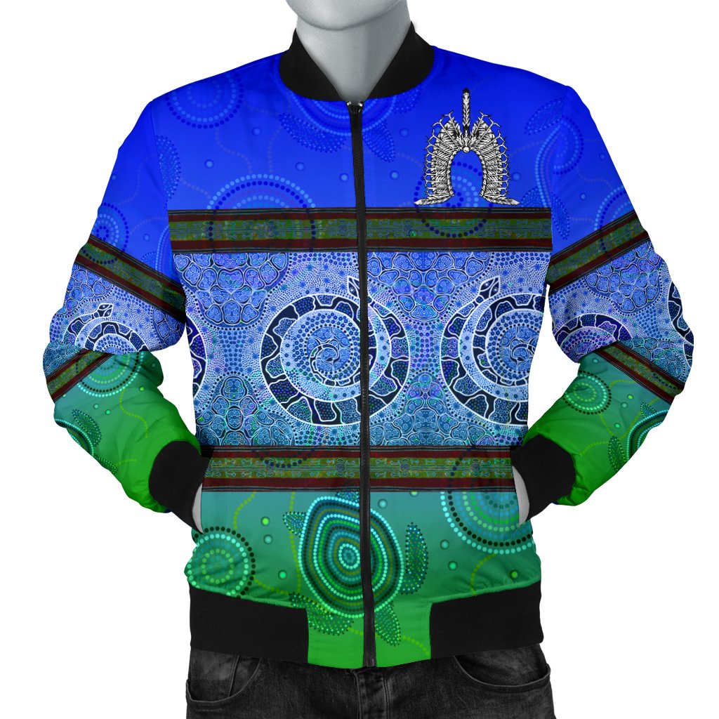 Men Bomber Jacket - Turtle With Dhari Mask Snake Patterns