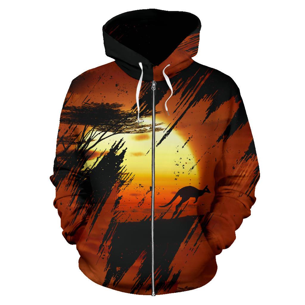 Zip Hoodie - Kangaroo Hoodie Sunset Ver01 - All Over Print