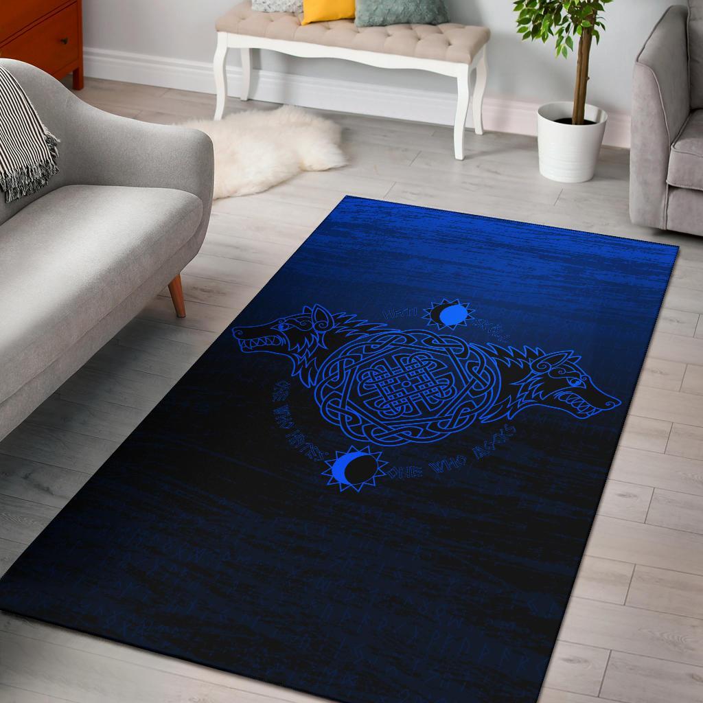 Viking Area Rug Skoll And Hati Blue