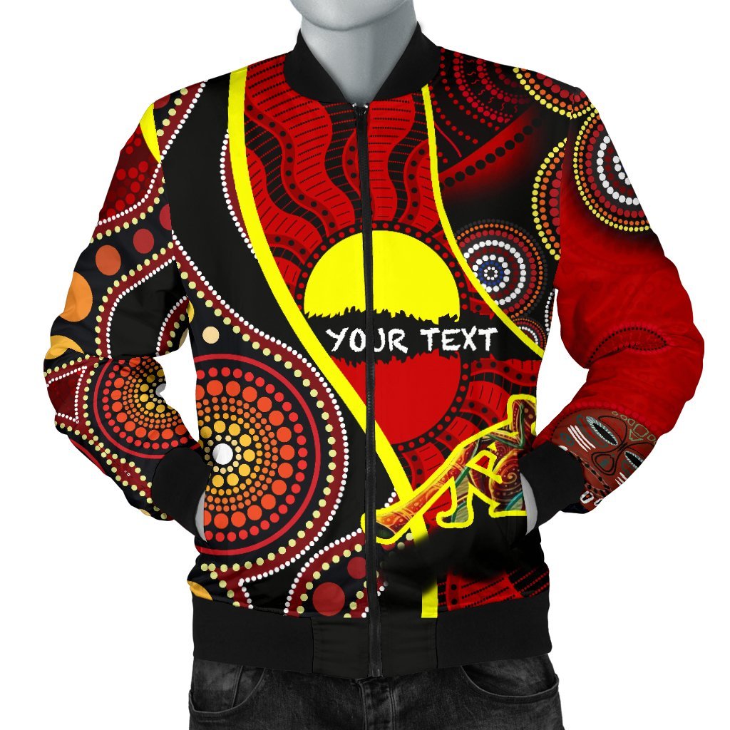 (Custom) Men Bomber Jacket - Australia Aboriginal Dots With Didgeridoo