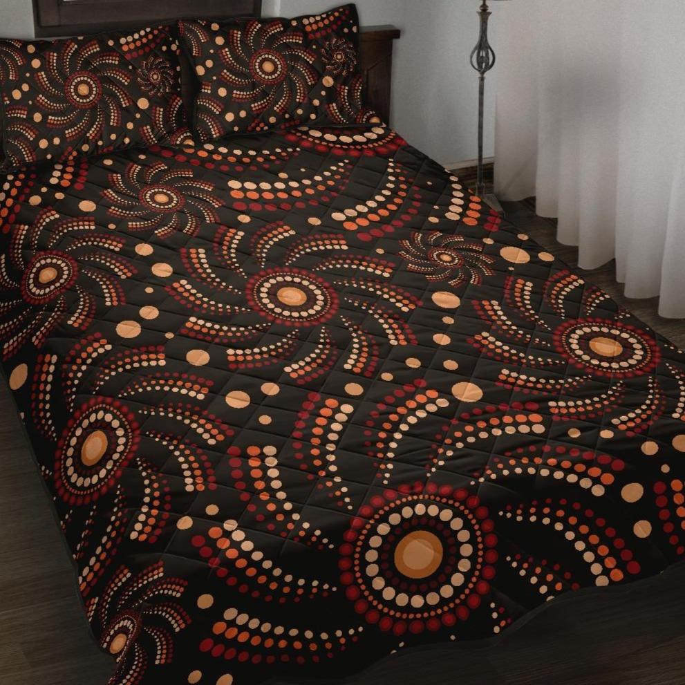 Aboriginal Quilt Bed Set - Aboriginal Circle Dot Painting Patterns