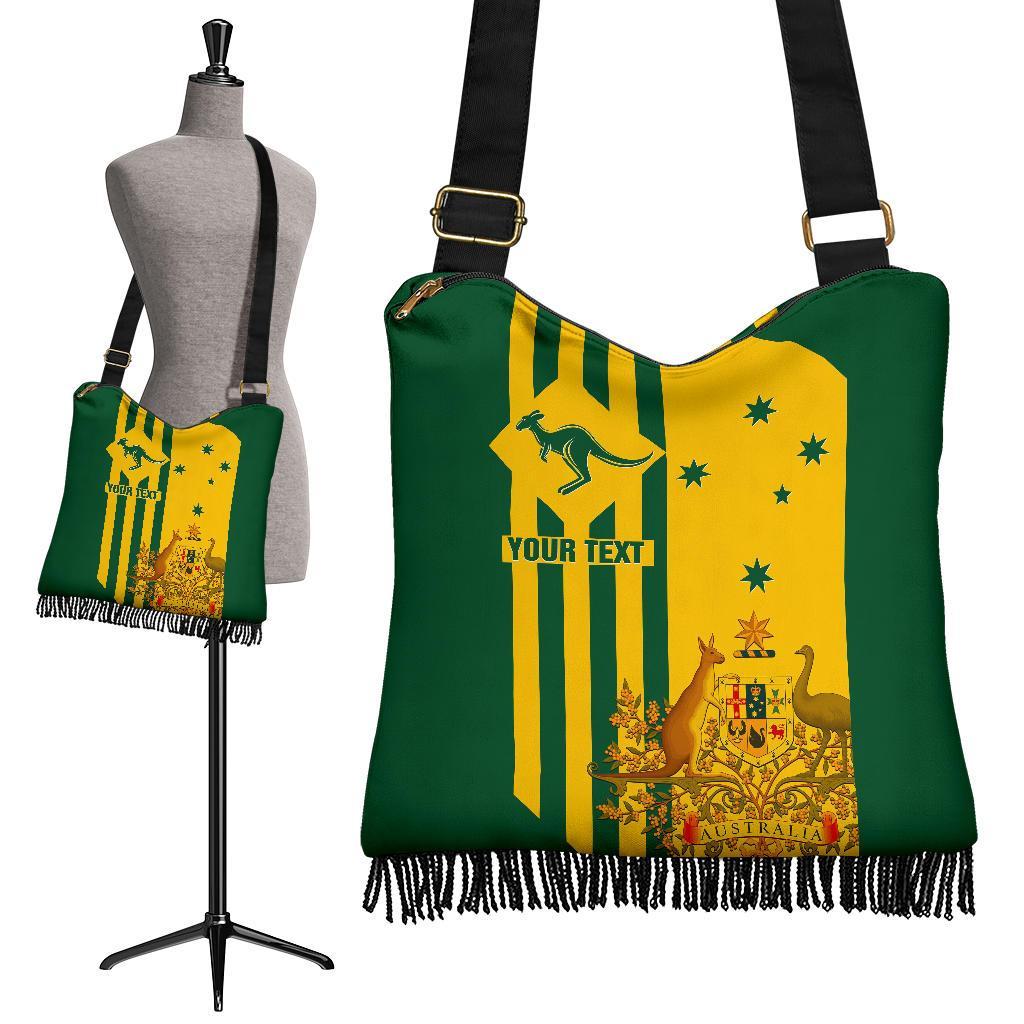 (Custom) Boho Handbag - Australia Kangaroo Sign National Color