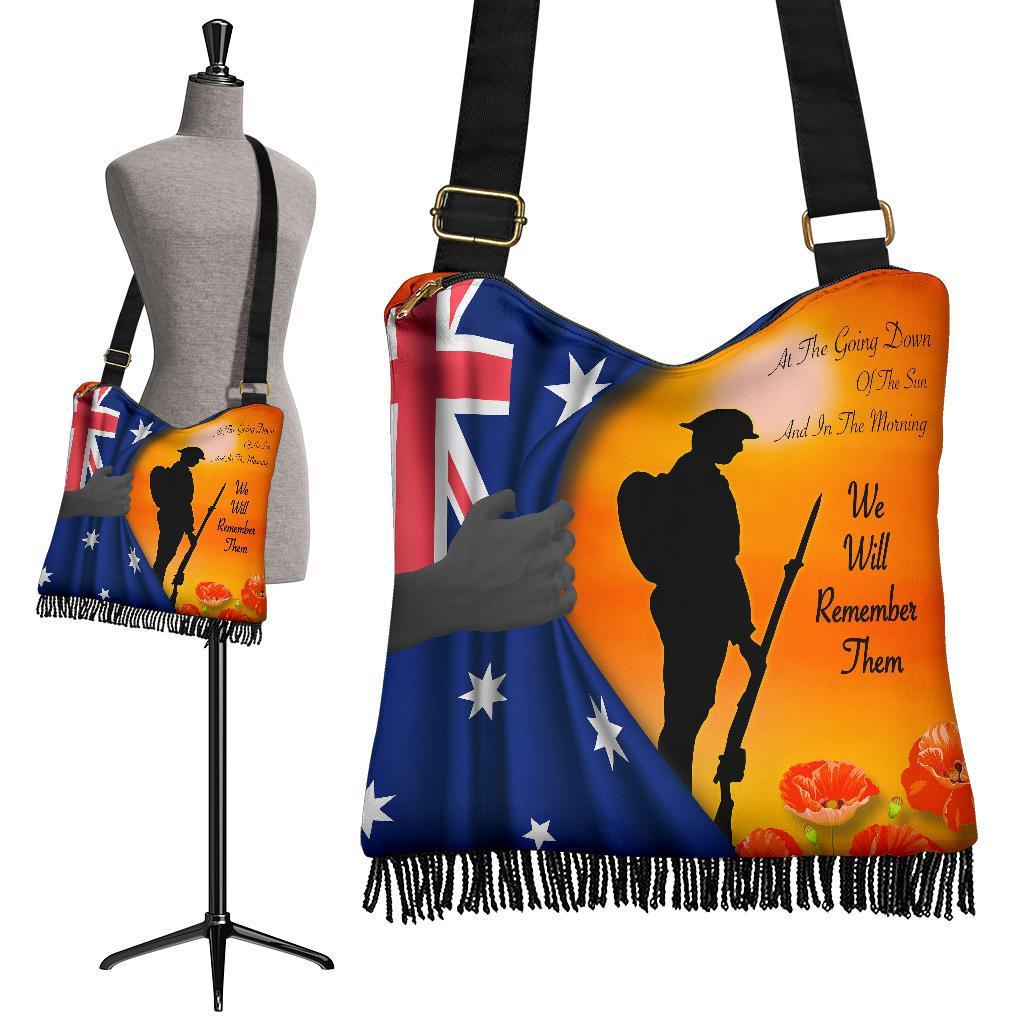 Anzac Boho Handbag - We Will Remember Them Ver02