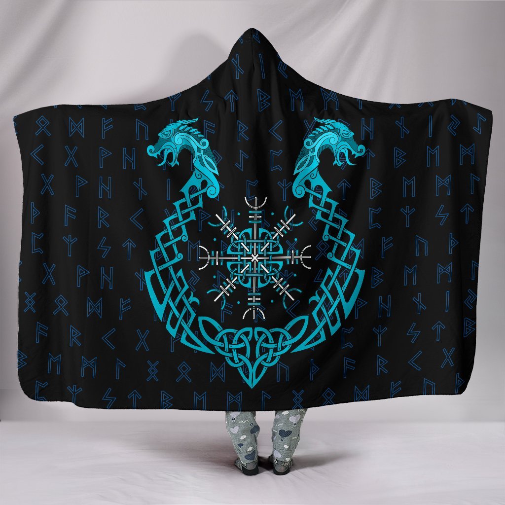 Viking Hooded Blanket Aegishjalmur Helm Of Awe Blue Edition Collection