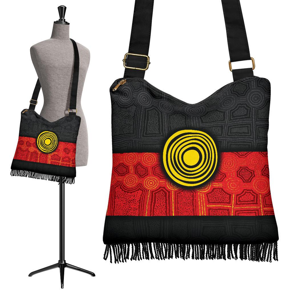 Aboriginal Crossbody Boho Handbag - Aussie Indigenous Flag