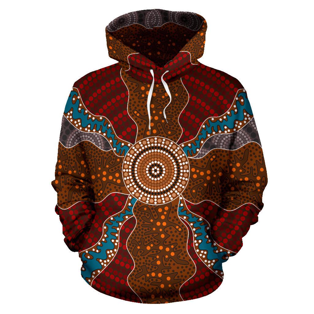 Aboriginal Hoodie - Circle Dot Painting Indigenous Patterns