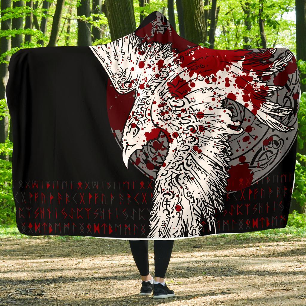 Viking Hooded Blanket Economy Mystical Raven Tattoo Blood Ver02