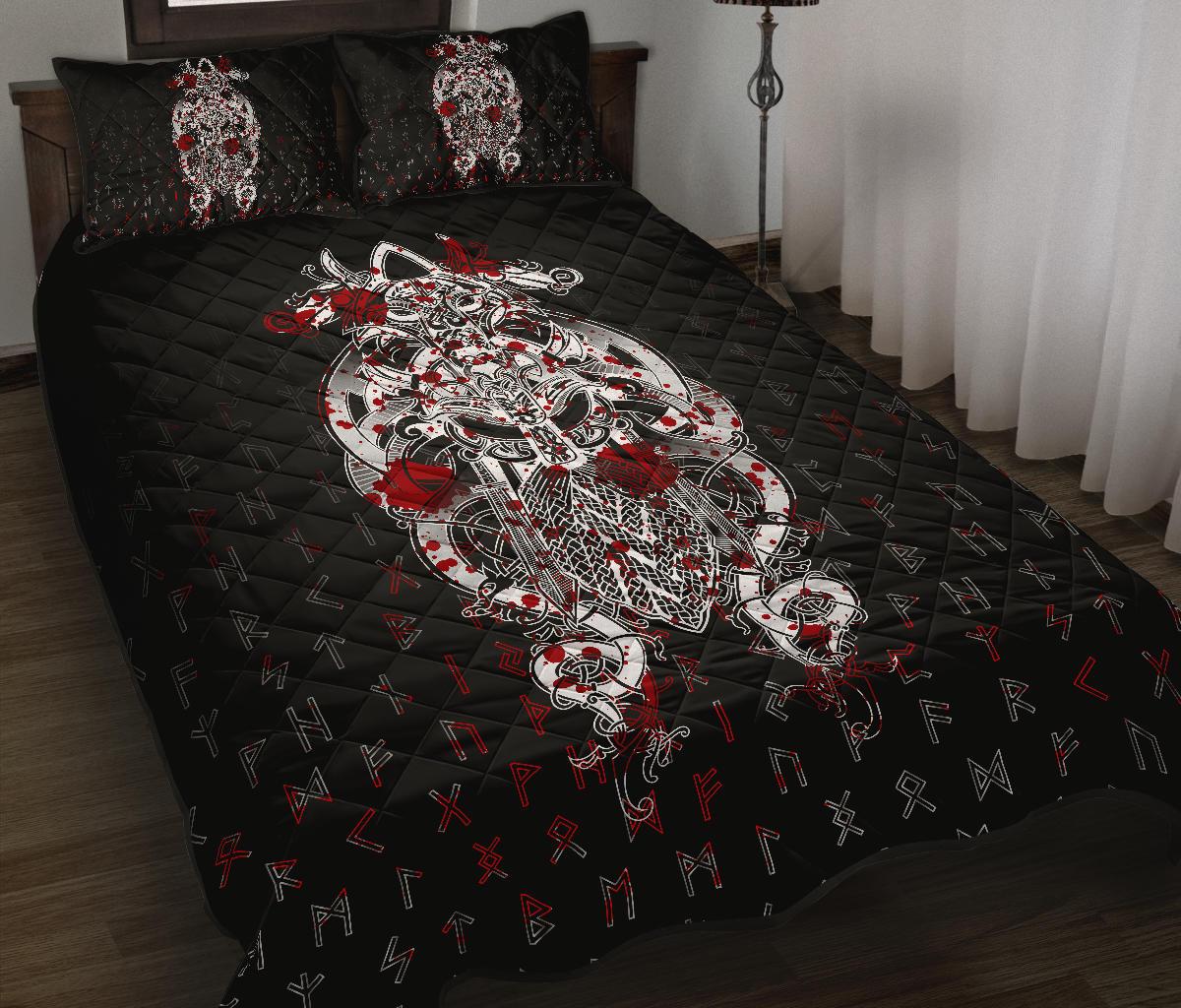 Viking Quilt Bedding Set Tyr Tattoo Blood