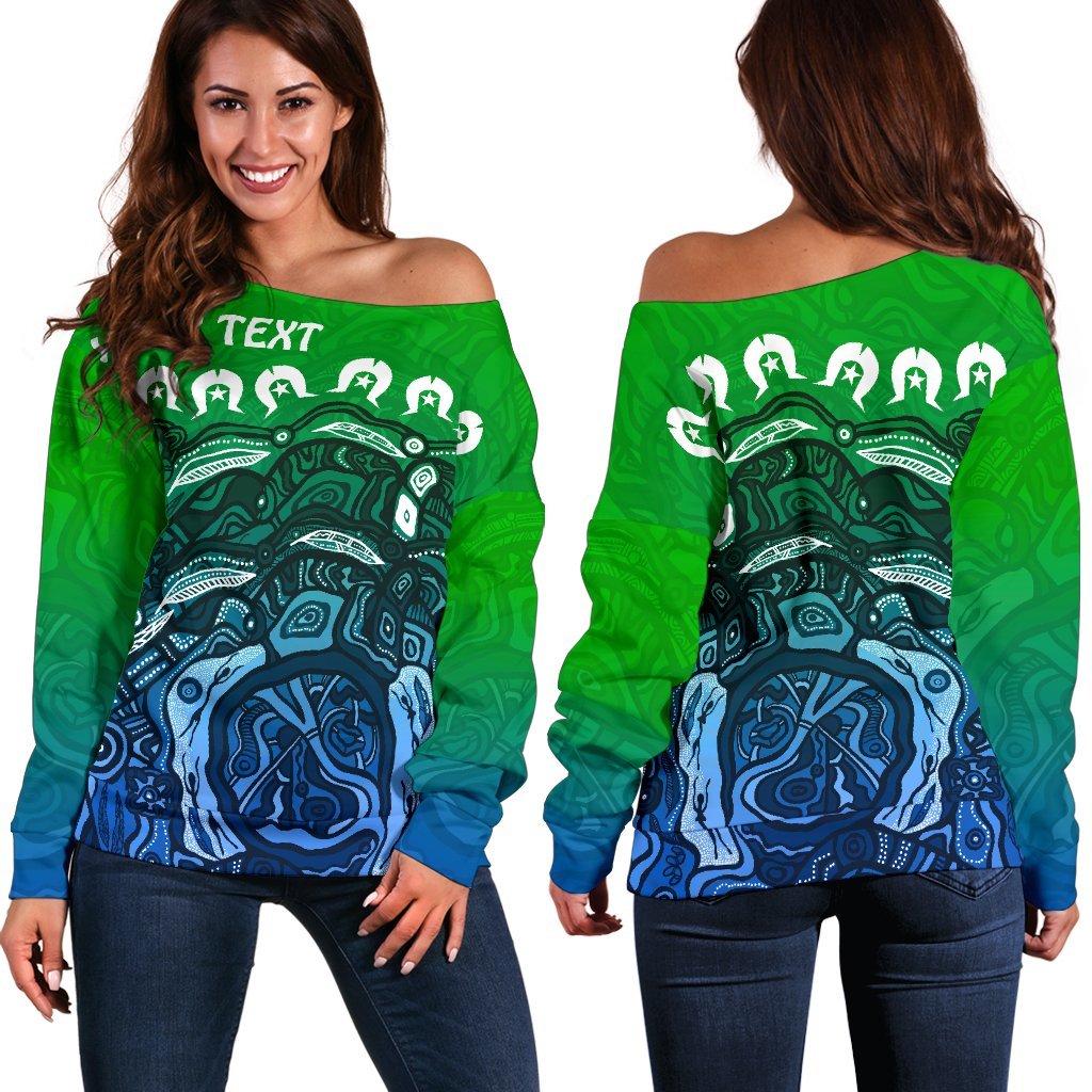 (Custom) Torres Strait Islands Off Shoulder Sweater - Blue