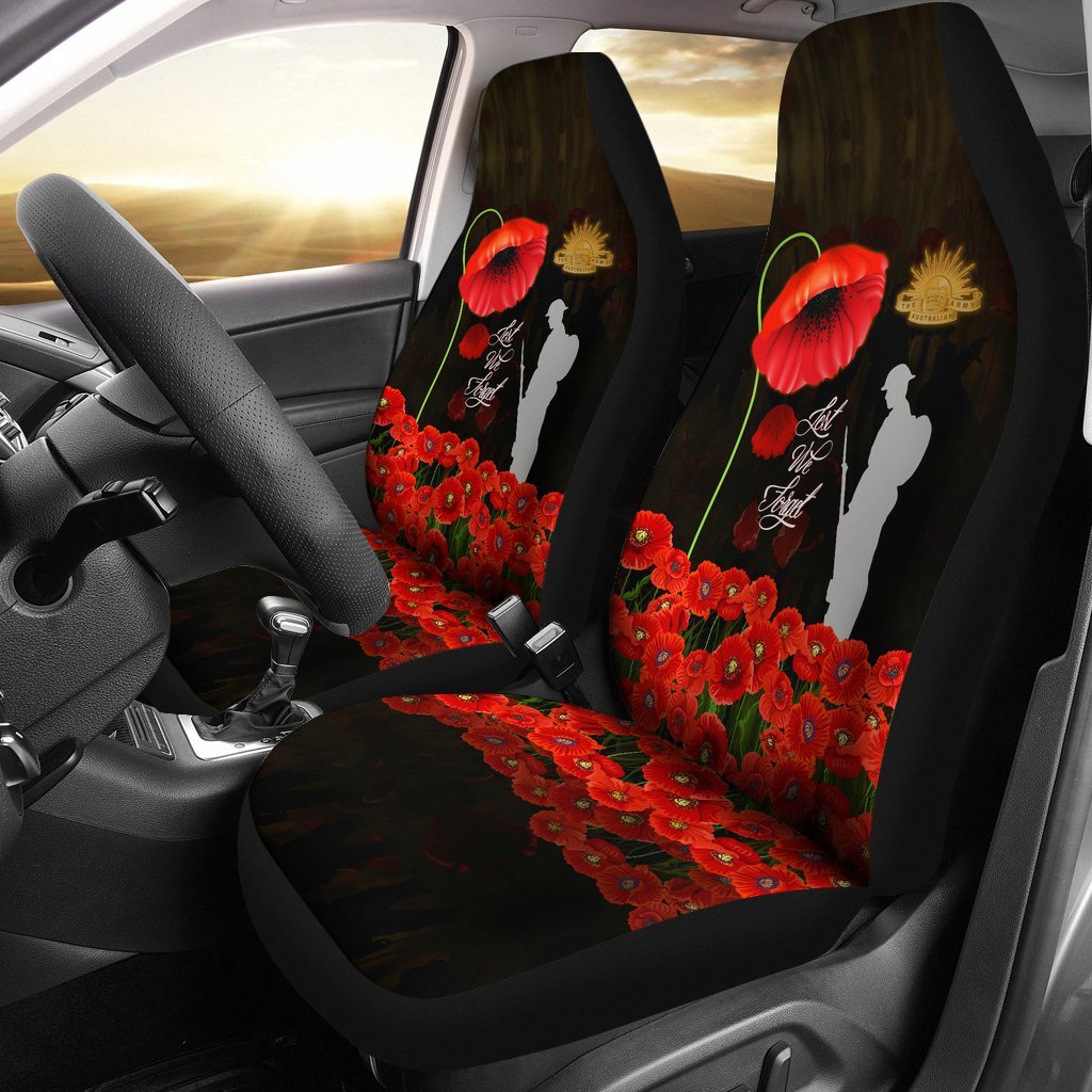 Anzac Car Seat Cover - Remembrance Poppy Flowers
