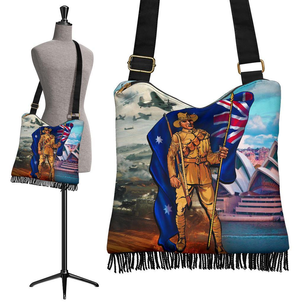 Anzac Crossbody Boho Handbag - Australian Soldier