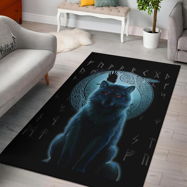 Viking Area Rug Fenrir Viking Wolf And Moon