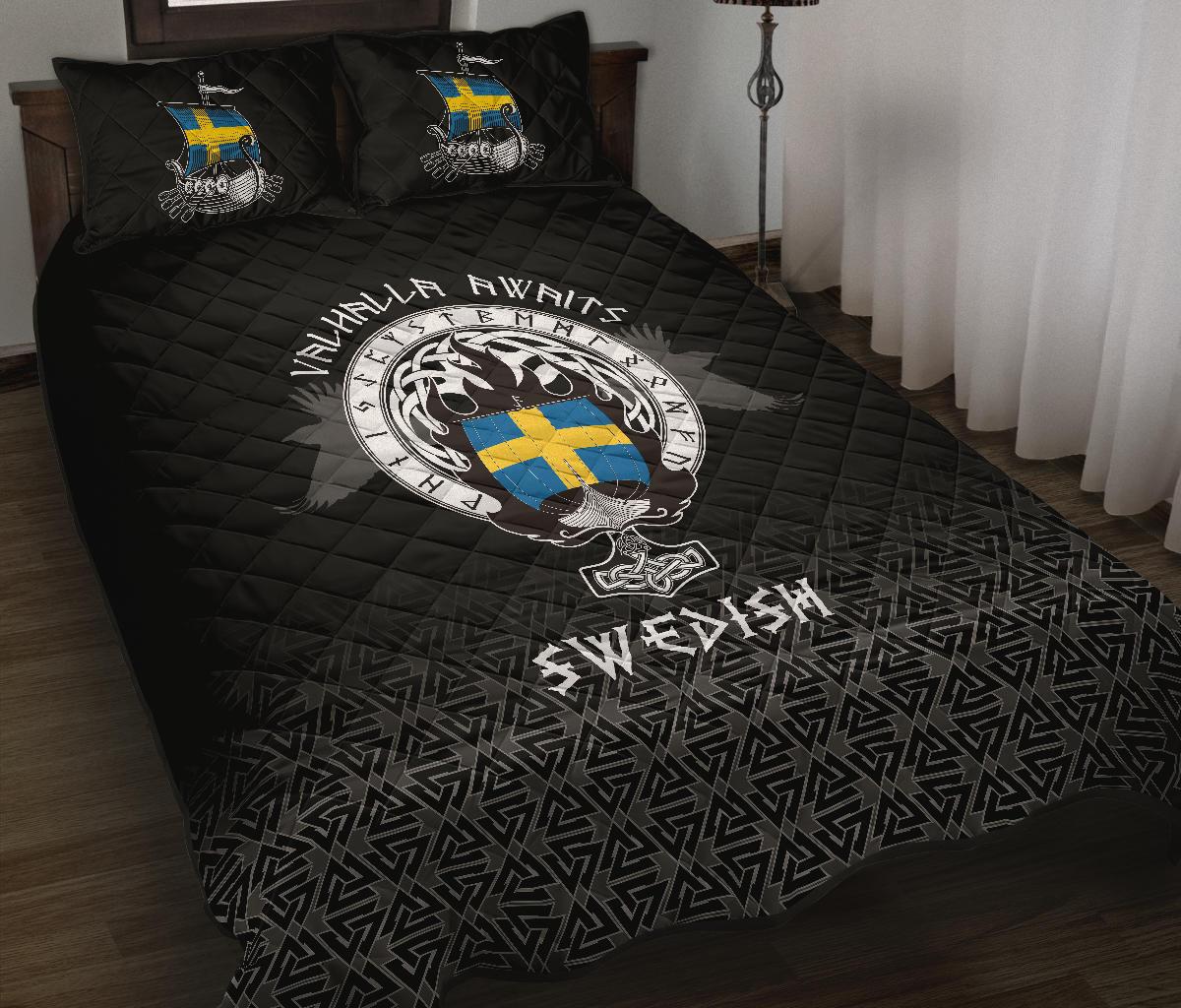 Viking Quilt Bedding Set Swedish Drakkar