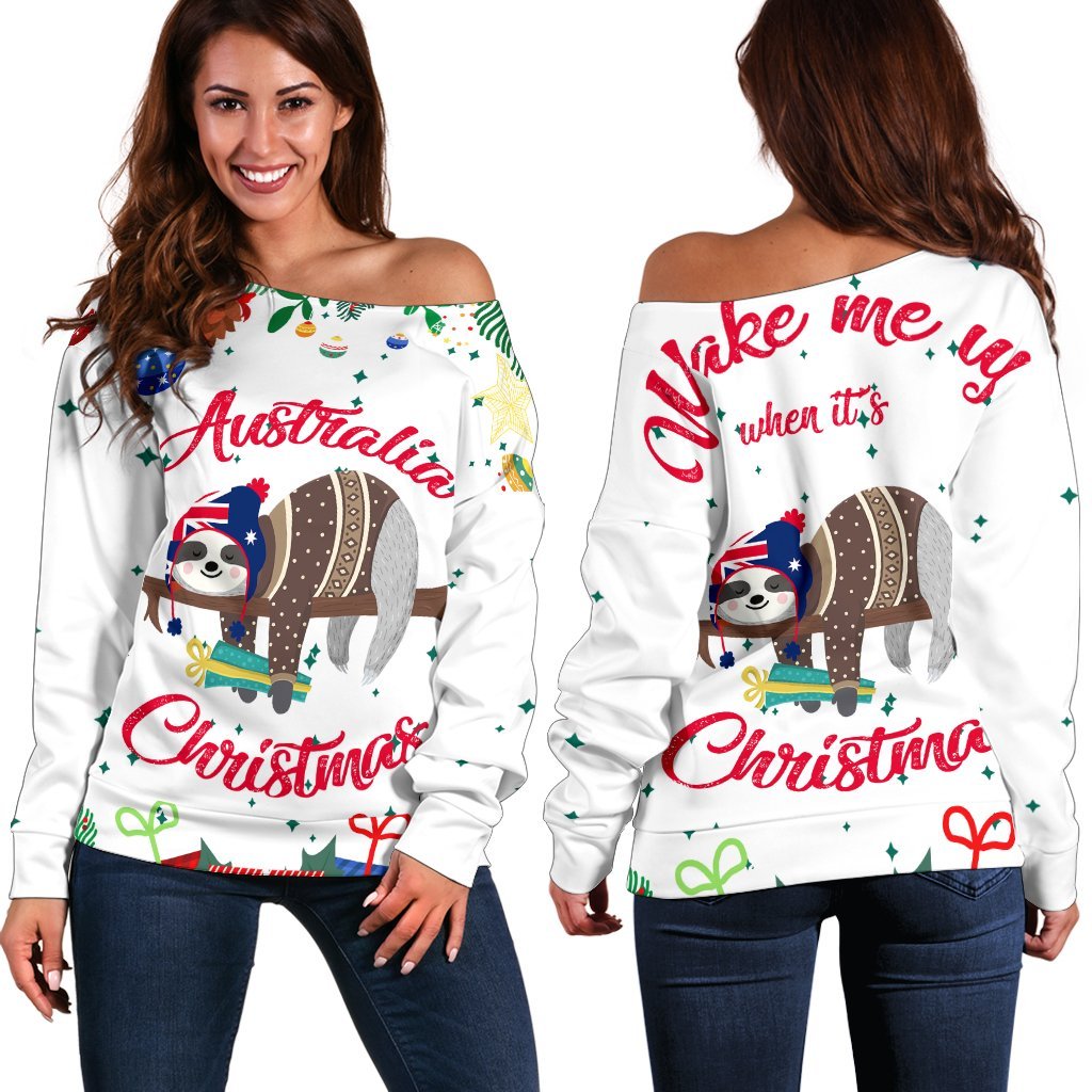 Australia Christmas Women's Off Shoulder Sweater White - Merry Christmas