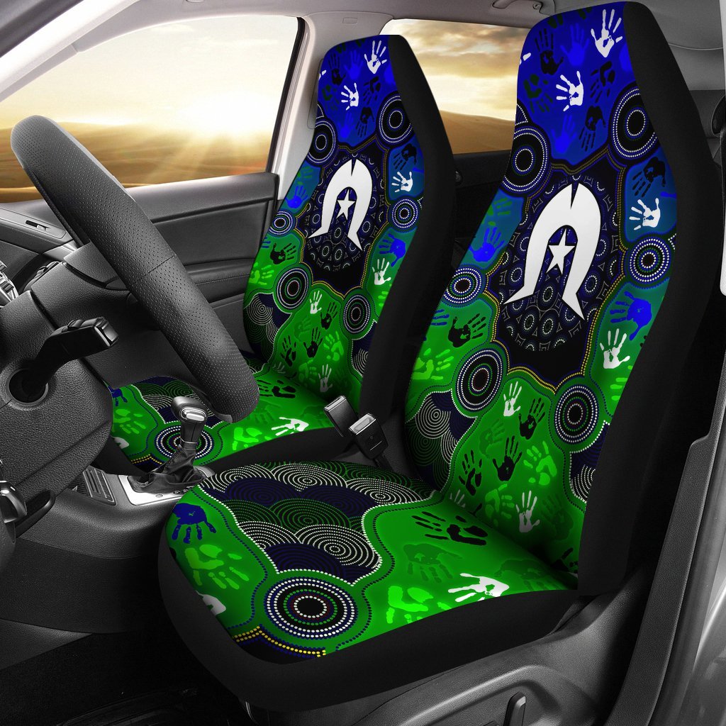 Aboriginal Car Seat - Torres Strait Symbol With Indigenous Patterns