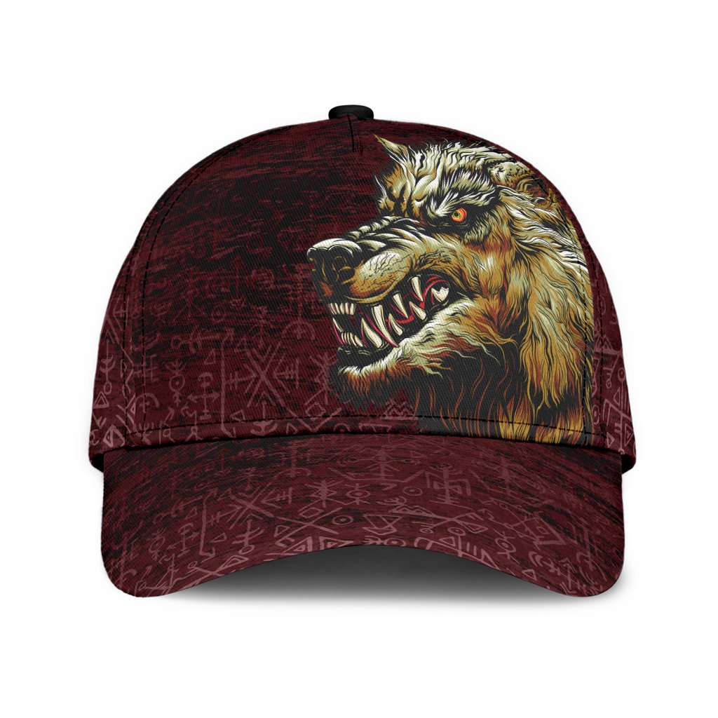 Viking Classic Cap Fenrir On The Blood Moon Background