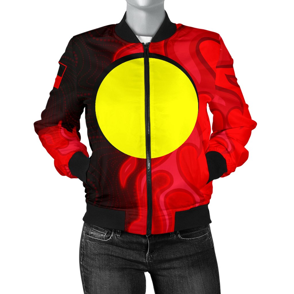 Bomber Jacket - Aboriginal Patterns Jacket Sun Australia Flame