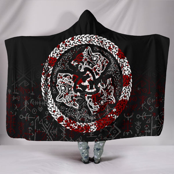 Viking Hooded Blanket Fierce Blood Wolf Symbol Of A Viking Nordic