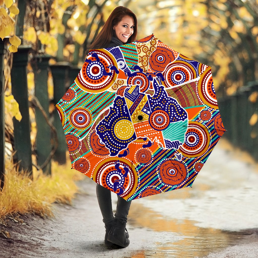 Aboriginal Umbrellas - Australian Map Dot Painting