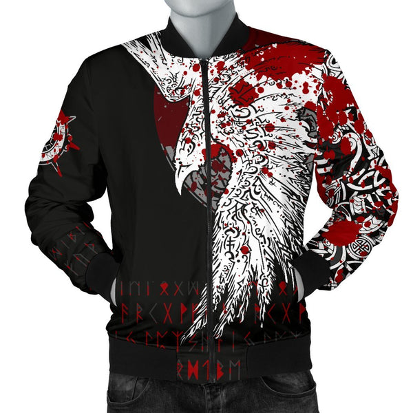 Viking Bomber Jacket Mystical Raven Tattoo Blood Style Ver01