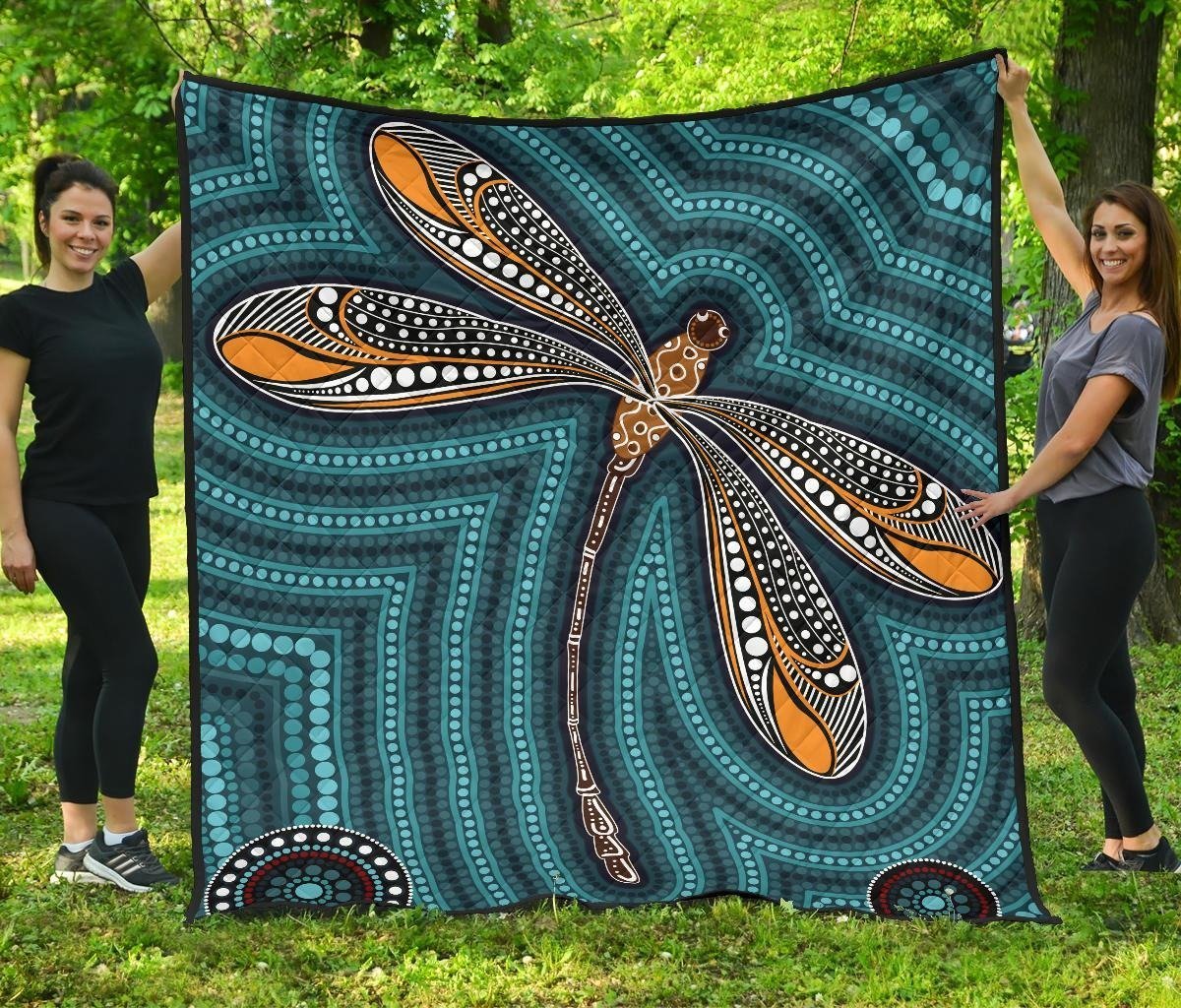 Aboriginal Premium Quilt - Indigenous Dragonfly