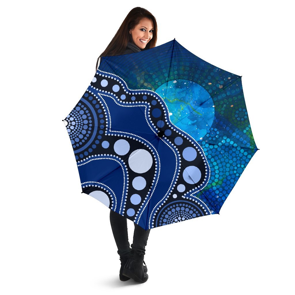 Aboriginal Umbrellas - Australia Indigenous Flag Circle Dot Painting Art (Blue)