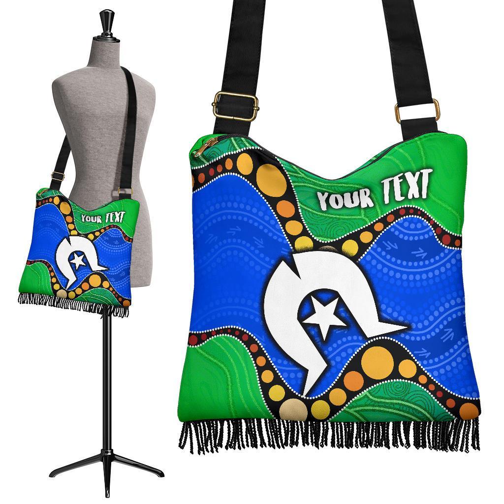(Custom) Torres Strait Islands Crossbody Boho Handbag - Flag with Aboriginal Patterns