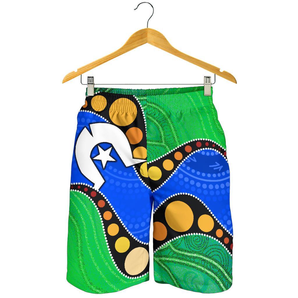 Torres Strait Islands All Over Print Men's Shorts - Flag with Aboriginal Patterns
